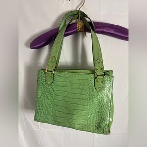 VTG Y2K Kate Spade Green Crocodile-Embossed Women's Purse 11”X13”X4”